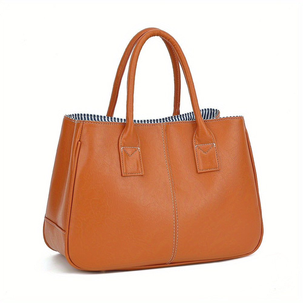 Women's Handbag, Classic Solid Color PU Material, Large-capacity Shoulder Bag, Suitable for Business, Travel, Dinners, Daily Use, and Also the Best Choice for Gifts.