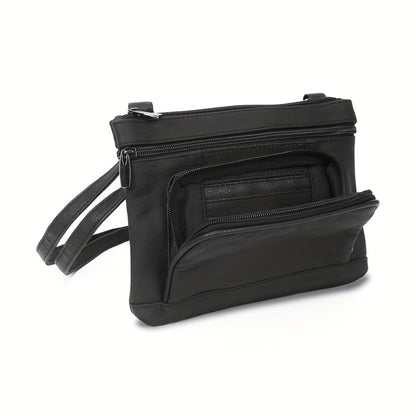 Genuine Leather Wide Crossbody Bag Fashion Storage Shoulder Bag Fashion Leisure Bag Student Gift Idea Small Item Storage Bag