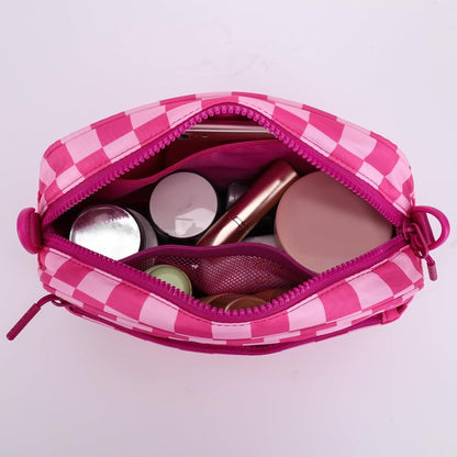 Compact Checkered Crossbody Bags for Women, Featuring a Nylon Shoulder Design And a Wide Strap