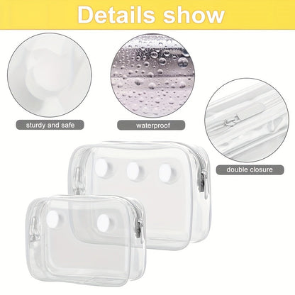 3 Packs Clear Beach Tote Bag with 2 Pack Insert Hooks Additions for Beach Bags Travel Makeup Clean Toiletry Brush Organizer Cosmetic Divider Storage Inner Pouch