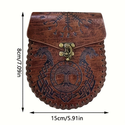 1pc Viking Medieval Style Embossed Waist Bag