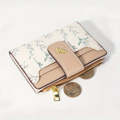 Chic Floral Wallet for Women - Compact Card Holder with Snap Closure