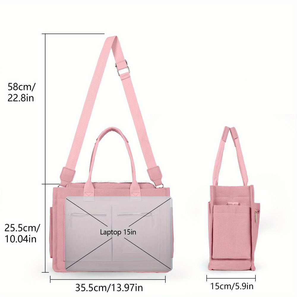 Chic Women's Convertible Tote - Laptop-Ready Crossbody/ Shoulder Bag with Smart Storage for Modern Living