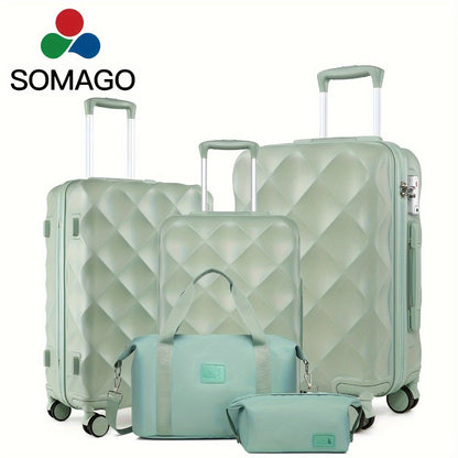 Somago 1/3/5pcs Luggage Sets, 28 Inch/20-24-28 Duffel Bag, 5pcs Suitcases with Wheels, Suitcase Set ABS Hard Case Luggage with TSA Lock Spinner Wheels Durable Travel Luggage with YKK Zipper, for Teenager