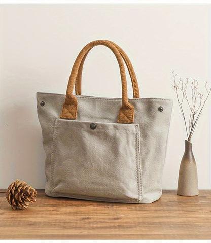 Thickened Handbag; Simple And Leisure Hand-held Bag; Vintage Literary Style Fabric Bag; Bag for Commuting.