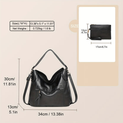 New Fashion Large Capacity Solid Color Easy Pu Soft Pitot Bag Daily Leisure Commuter Ladies Travel Crossbody Handbag