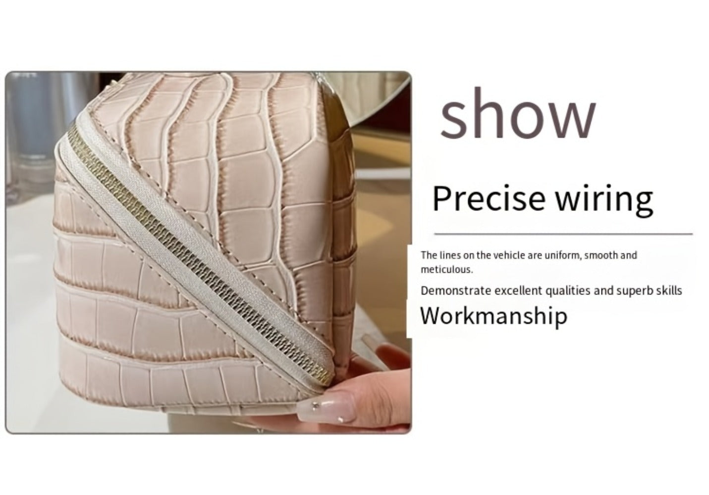 Travel Makeup Bag Crocodile Pattern Women's PU Portable Cosmetic Bag Luxury Golden Zipper Portable Organizer Storage Bag Large Capacity