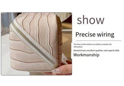 Travel Makeup Bag Crocodile Pattern Women's PU Portable Cosmetic Bag Luxury Golden Zipper Portable Organizer Storage Bag Large Capacity