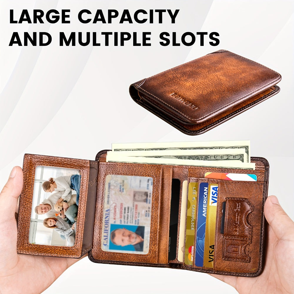 BANYANU Premium RFID Blocking Wallet For Men, Billeteras De Hombre, Minimalist Bifold/Trifold Design, Slim Card Holder For Travel, Shopping, Birthday, Father'S Day Gift