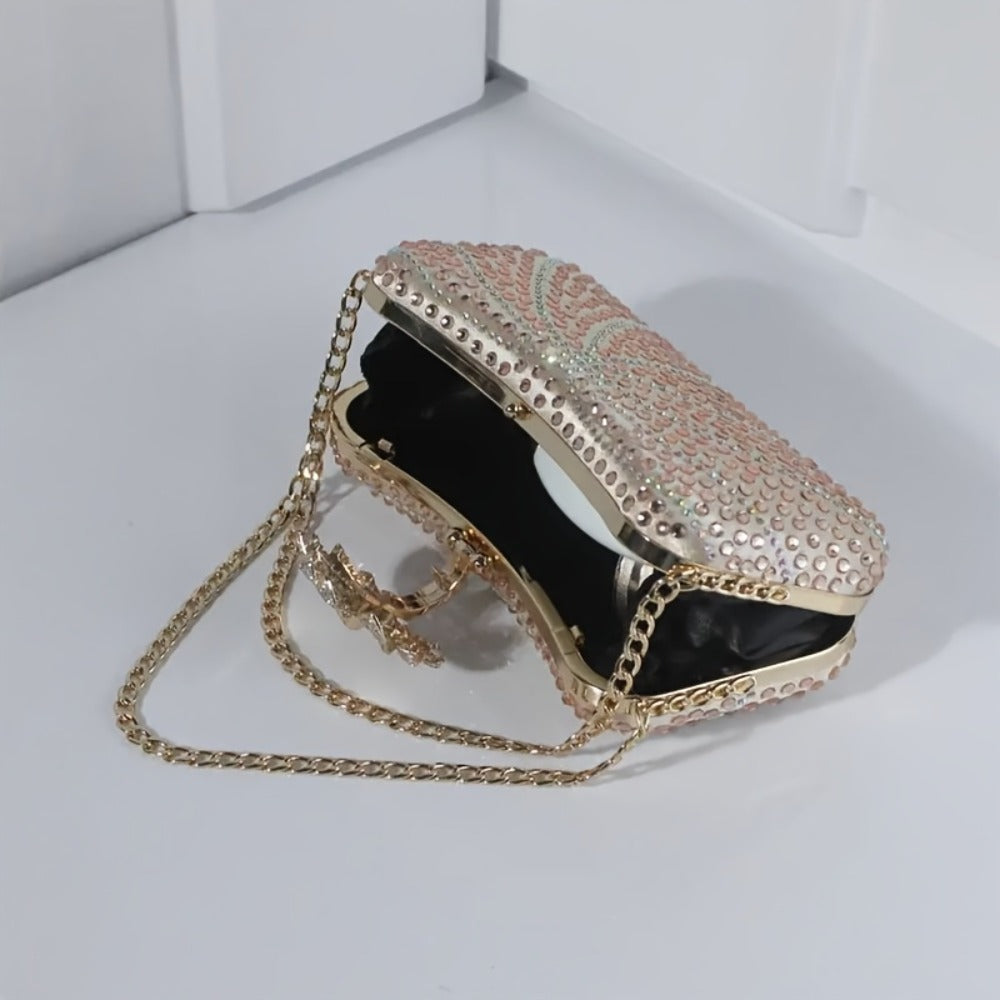 Elegant Flower-Shaped Full- Evening Clutch with Phone Pocket, / Luxury Wedding Accessory Suitable for Prom, Gala, Events