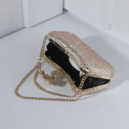 Elegant Flower-Shaped Full- Evening Clutch with Phone Pocket, / Luxury Wedding Accessory Suitable for Prom, Gala, Events