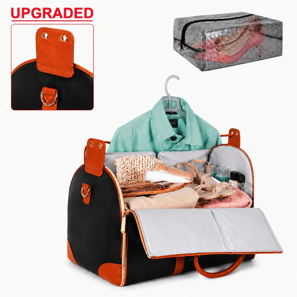 Convertible Garment Bag With Shoulder Strap, 4-in-1 Nylon Suit Travel Bag, Foldable Storage For Business Trips