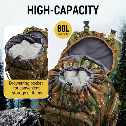 Tactical Outdoor Backpack Unisex, 21.13gal Large Capacity Molle System Rucksack, Multi - Pocket Camping Backpack with Durable 600D Fabric, Ideal for Hiking, Camping, Outdoor Adventures