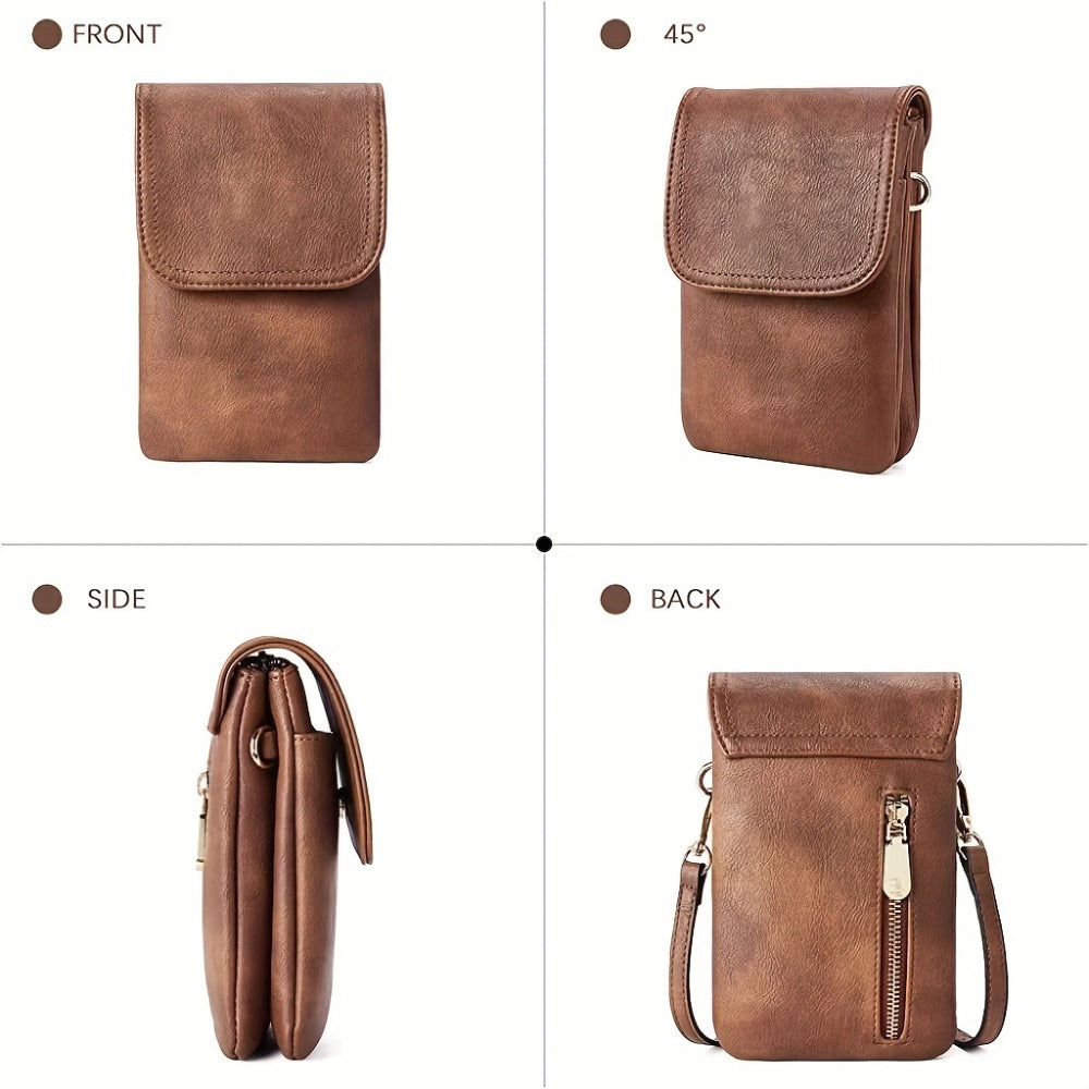 Women's Solid Color PU Messenger Bag Crossbody Bag With Adjustable Strap - Zipper Closure, Polyester Lining | Hand Wash Friendly | Durable Design
