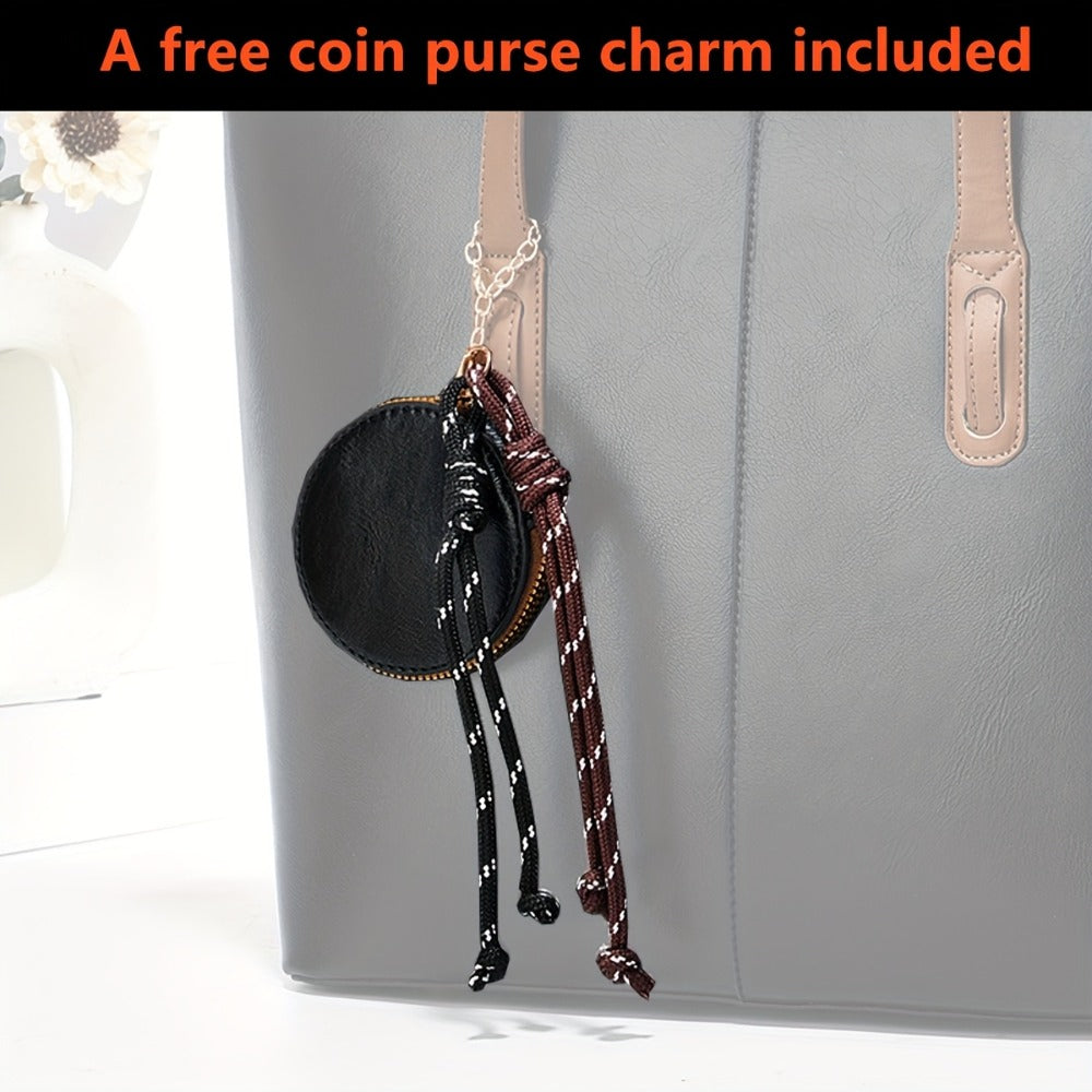 Large Capacity Brown Tote Bag for Women - Durable Shoulder and Crossbody Strap, Zipper Closure, Polyester Lining, Ideal for Travel, Commute, and Everyday Use, Travel Tote Bag|Casual Style Tote|Zippered Closure, Large Tote Bag