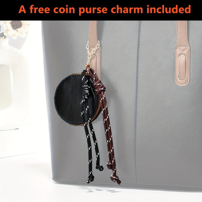 Large Capacity Brown Tote Bag for Women - Durable Shoulder and Crossbody Strap, Zipper Closure, Polyester Lining, Ideal for Travel, Commute, and Everyday Use, Travel Tote Bag|Casual Style Tote|Zippered Closure, Large Tote Bag