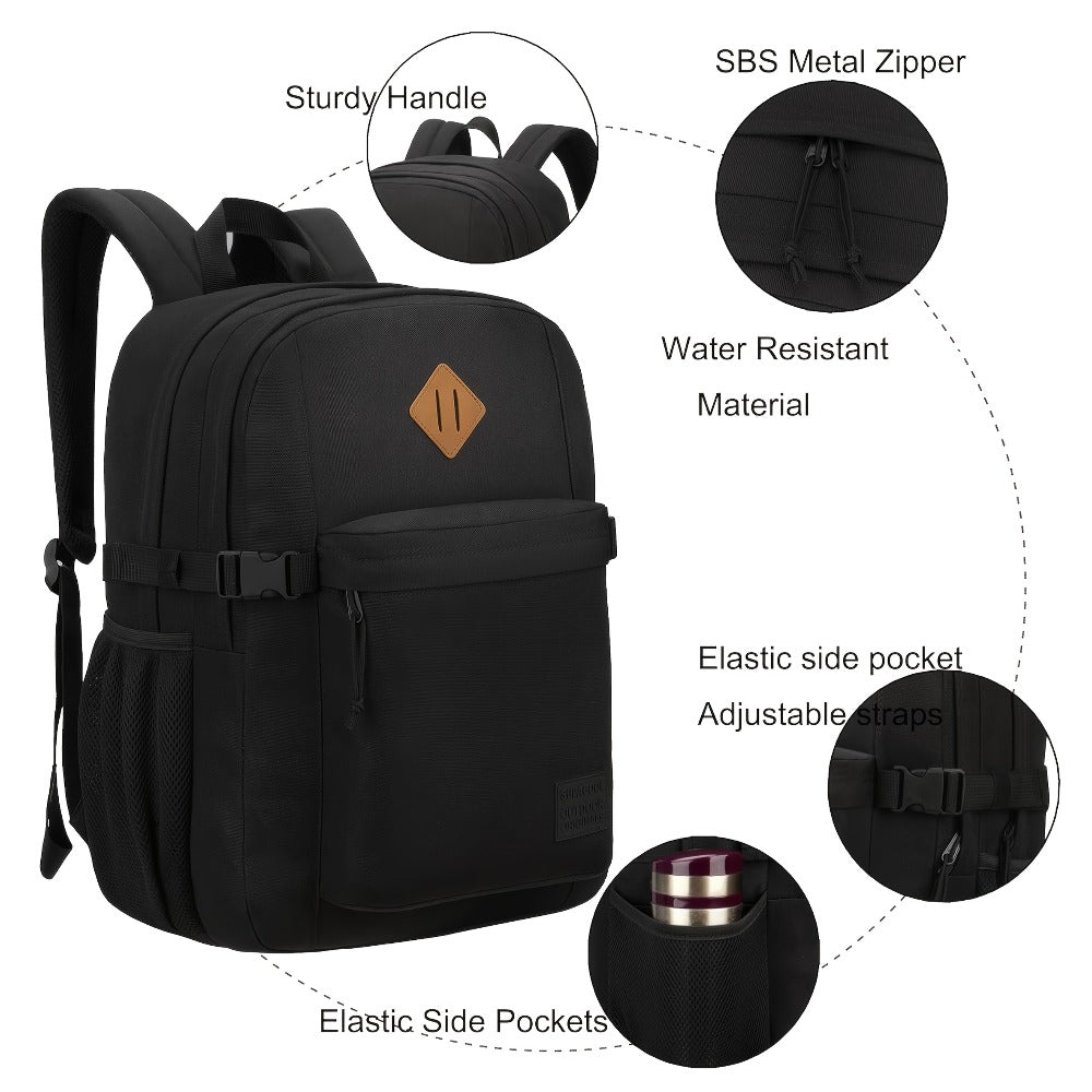 Lightweight Casual Backpack for Men And Women, Large Backpack for School Boys And Girls, Laptop Compartment(Black)