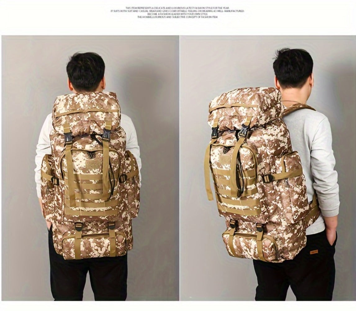 Set of 2pcs 21.13gal Spacious Multifunctional Camouflage Tactical Hiking Backpacks Featuring Various Compartments And a MOLLE System, Ideal for Outdoor Adventures, Camping, Trekking