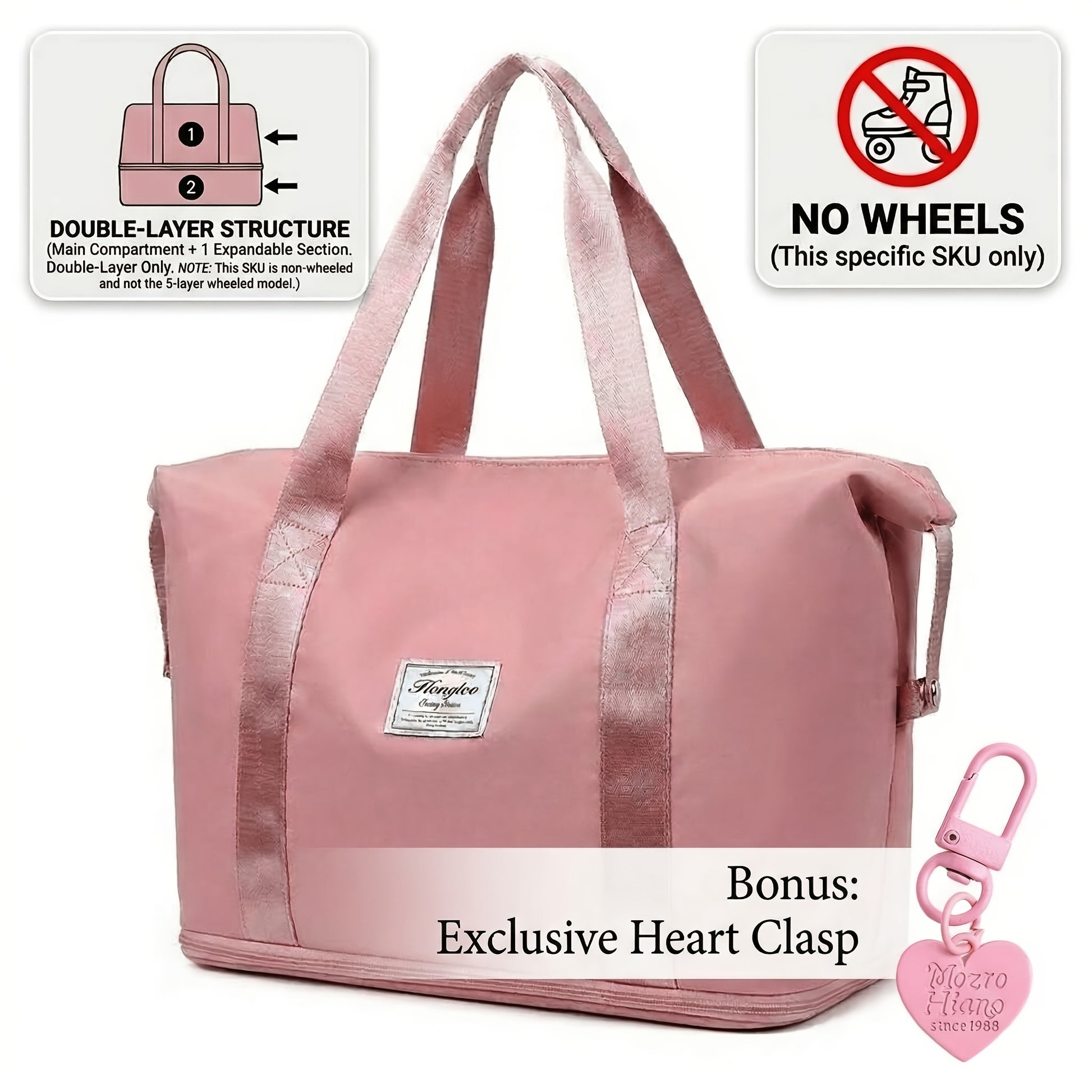 Gym Duffel Bag – Nylon, Spinner Wheels, Expandable, for Travel | Bag Vero – detail view 19