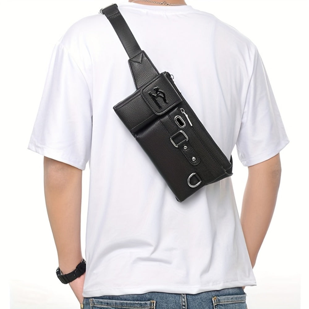 [Mother's Day Gift] Local Warehouse - 2026 Spring/Summer New Arrival - Multi-Compartment Casual Waist Bag, Mother's Day Gift, PU Crossbody Bag, Can Be Used As A Wallet, Cardholder, And Sports Chest Bag, Suitable for Everyday Casual Wear And Business Meeti