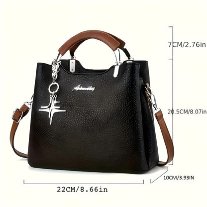 A Solid Color PU Women'S Handbag That Can Be Slung Over, Carried by Hand, Fashionable for Work And Commuting, with Detachable And Adjustable Shoulder Straps, And A Choice of Gifts