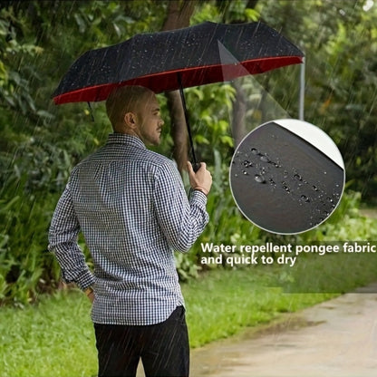 Three-Fold Automatic Folding Windproof Umbrella, Men And Women Increased Reinforcement Thickened Two-Person Business Sunny And Dual-Purpose Umbrella