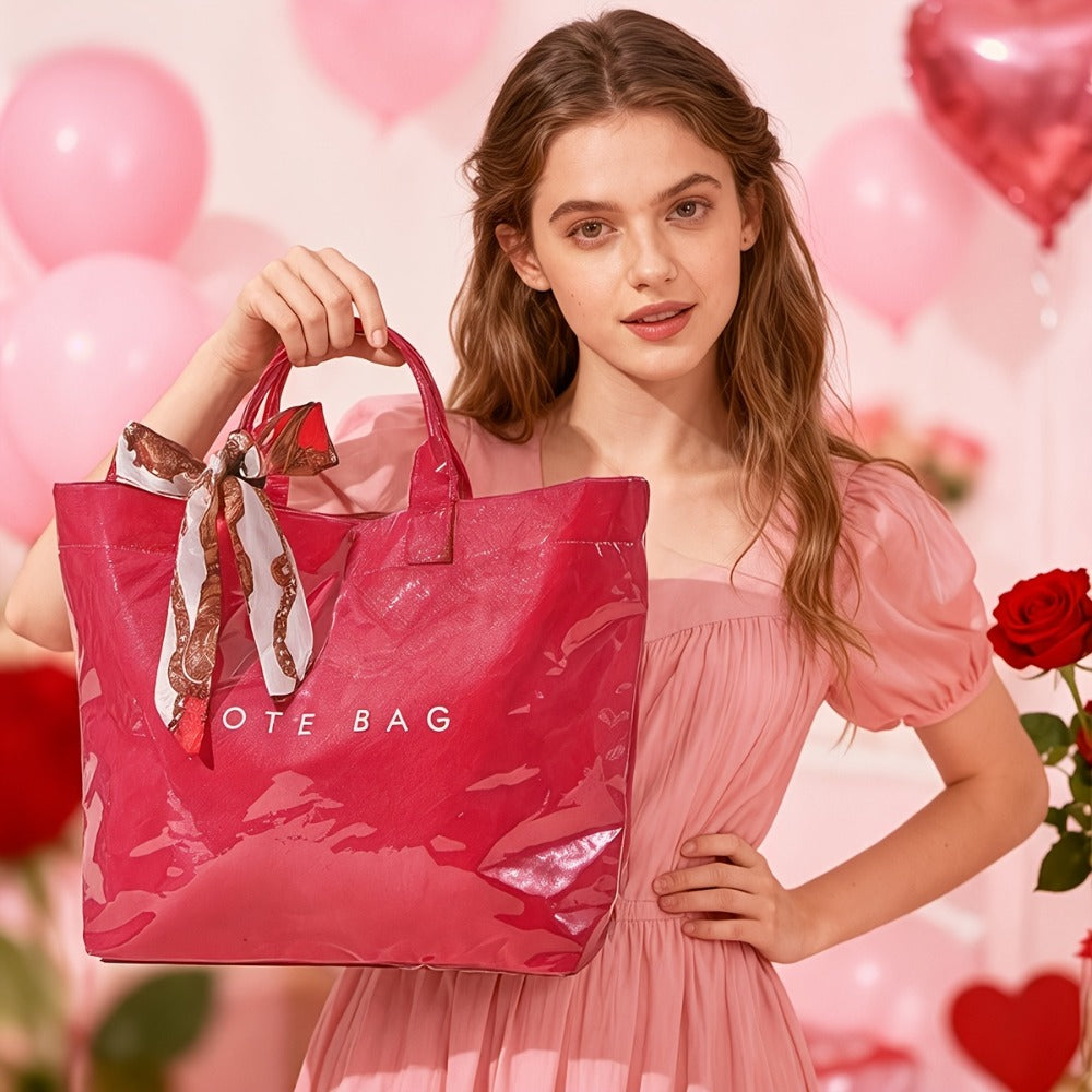 Large Plastic Tote Bag for Women, Perfect for Work, Featuring Letter Prints. Ideal As Hobo Bags, Kraft Paper Handbags, And Purses, Suitable for Valentine'S Day And Mother'S Day Gifts
