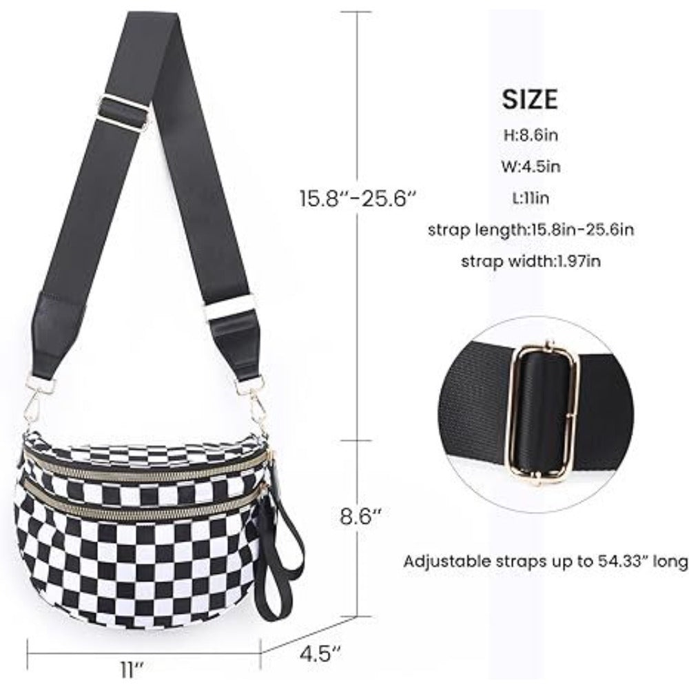 Crossbody Bag for Women – Large Capacity, Plaid Large Capacity Drawstring Closure | Bag Vero – detail view 40