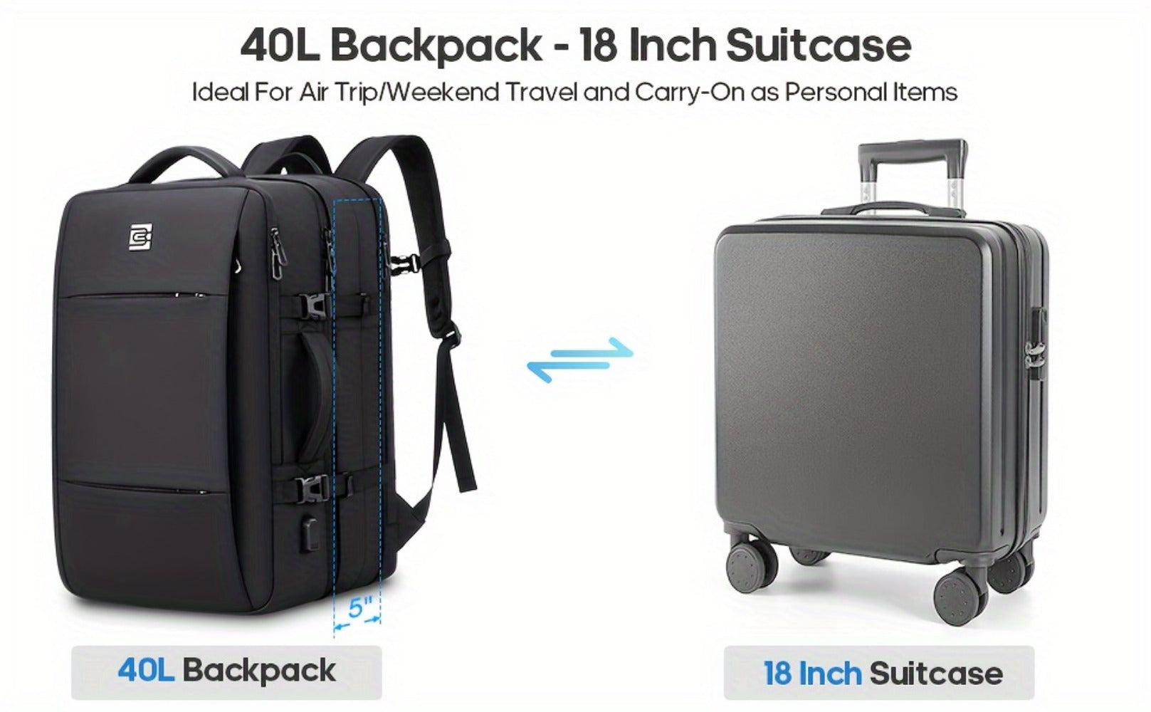 Laptop Backpack – 40L, 17 Inch, Expandable, for Travel | Bag Vero – detail view 13