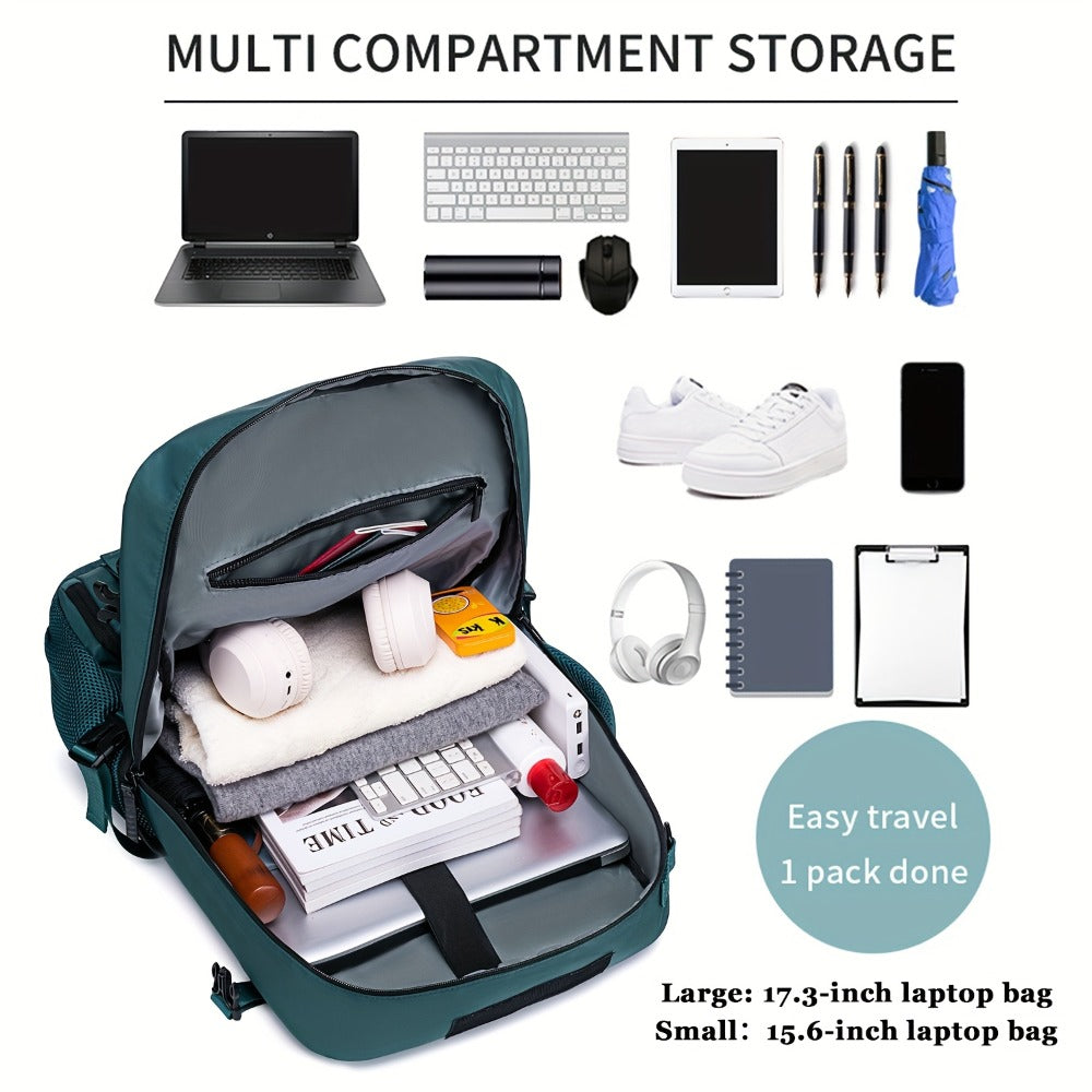 Men'S Spacious Travel Laptop Backpack, Suitable for Airline Travel, Designed for 17-Inch Laptops, Made from Durable Nylon, Features a Shoe Compartment, Adjustable Straps, And Various Utility Pockets, Perfect for Hiking And Camping