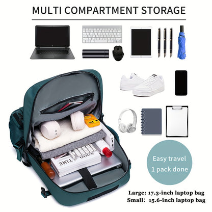 Men'S Spacious Travel Laptop Backpack, Suitable for Airline Travel, Designed for 17-Inch Laptops, Made from Durable Nylon, Features a Shoe Compartment, Adjustable Straps, And Various Utility Pockets, Perfect for Hiking And Camping