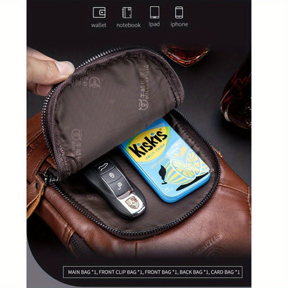Men's Sling Backpack Genuine Leather Chest Bag Crossbody Bag Shoulder Bag