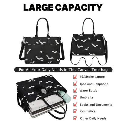 Discount - Ladies' Large-capacity Handbag, Featuring Three-color Top Handles (pumpkin Skull, Peach And Daisy Patterns), Polyester Lining, with Detachable Shoulder Straps - Durable, Casual Sporty Design, Holiday Gift.