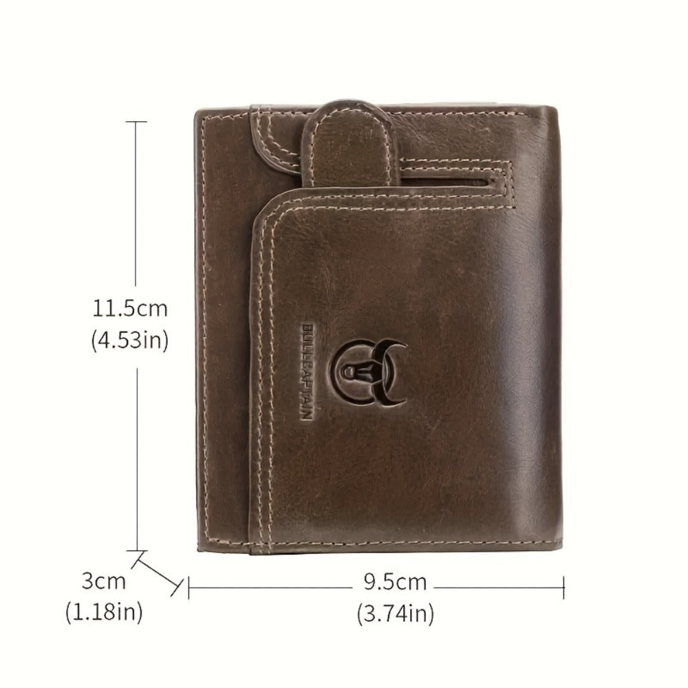 BULLCAPTAIN Leather Large-capacity Men's Wallet Driver's License Retro Leather Wallet Multi-card Position Thickened Credit Card Wallet Fashion Wallet Large-capacity Card Bag, Ideal Gift for Men The Most Valuable Gift for Christmas And Thanksgiving