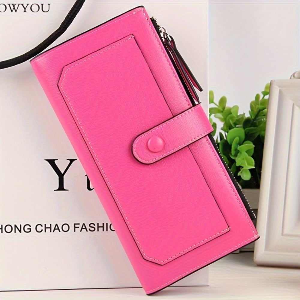 [Clutch Wallet Purse] Women's Large Capacity Faux Leather Clutch Wallet Multi Credit Card Holder Organizer Phone Purse Handbag With ID Windows