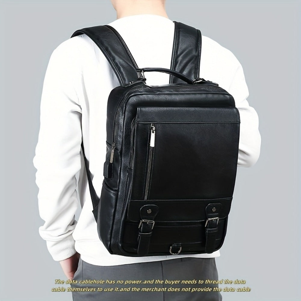 Laptop Backpack – 15.6 Inch, PU Leather, USB Charging, for Work & Everyday Use | Bag Vero – detail view 5