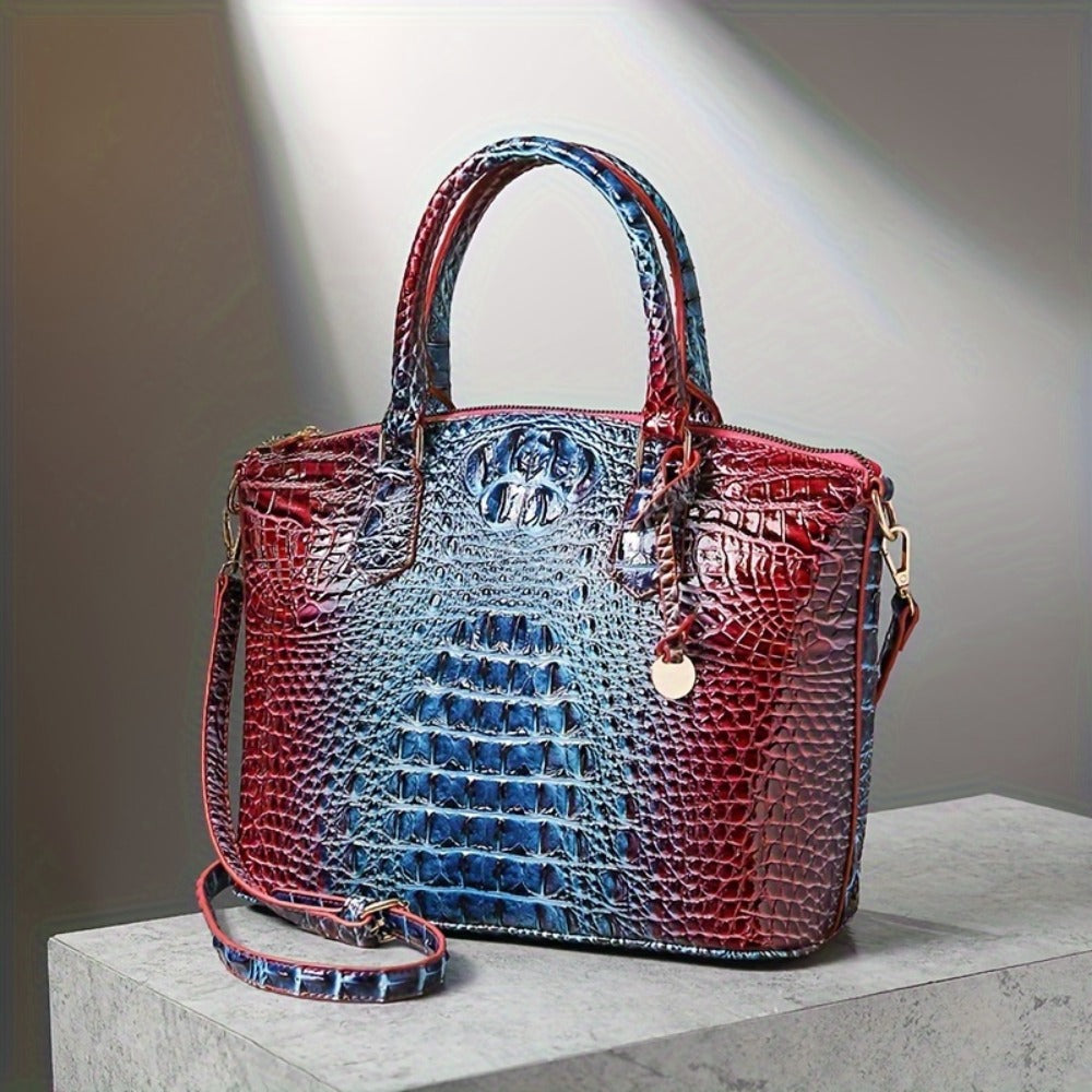 Women's fashion high-end handbag cross-body women's bag color crocodile pattern handbag women's work handbag cross-body bag