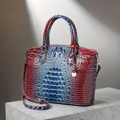Women's fashion high-end handbag cross-body women's bag color crocodile pattern handbag women's work handbag cross-body bag