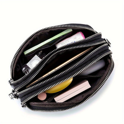 Crossbody Bags for Women Small Genuine Leather Shoulder Purse Cross Body Bag with Triple Top Zipper Adjustable Strap - Stylish & Functional - For Everyday Use & Travel - Perfect Gift for Women