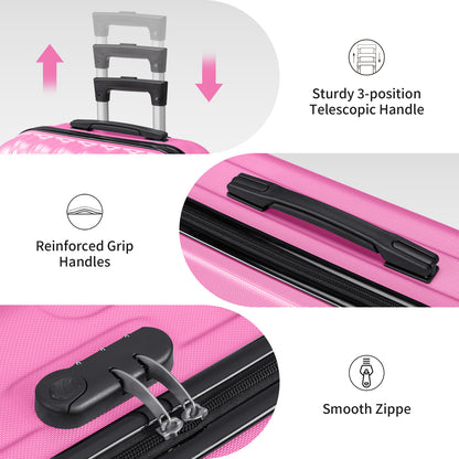 3in1 Luggage Set with Detachable Wheels, 20/24/28 Inch Lightweight ABS Suitcase with Lock & Spinner Wheels, Durable Travel Trolley Bag, 28-inch Disassembly Wheels