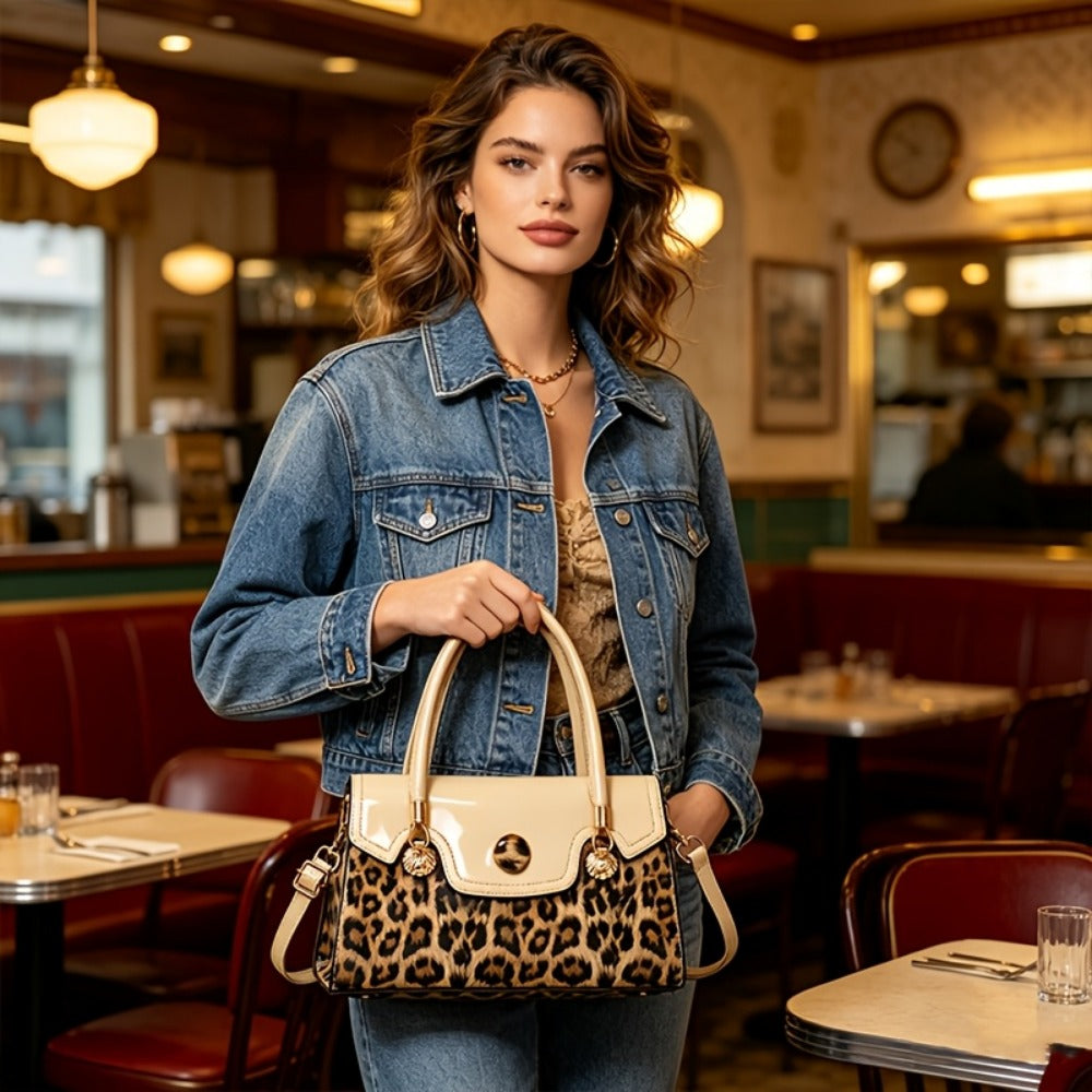 Shoulder Bag for Women – Adjustable Strap, Leopard Print Magnetic Snap Adjustable | Bag Vero – detail view 18