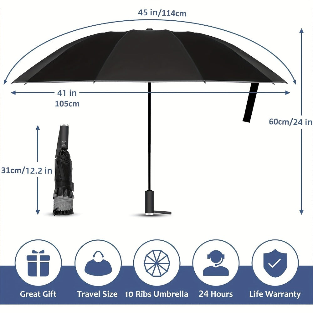 1pc Automatic Folding Umbrella Heavy-Duty Windproof & with Suitable for All Weather, Compact Portable Canopy, Automatic Open/Close System, 20-Rib Sturdy Frame for Travel, Business, for & Gift