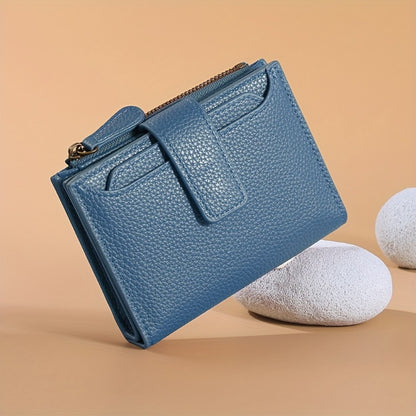 Compact Bifold Wallet for Women Featuring RFID Blocking, Made of Soft Faux Leather, Includes a Zippered Coin Pocket And Four ID Slots, Designed As a Small, Slim Minimalist Purse