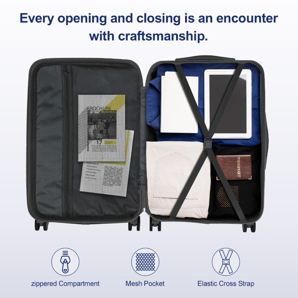 2pcs 20"+12" Lightweight Hardside Luggage Set, Spinner Suitcase Carry-On + Checked Bag, TSA Lock, Airline Approved, Durable Travel Luggage for Women & Men