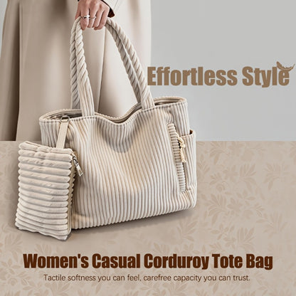 Tote Bag for Women – Corduroy, Large Capacity, Lightweight, Multi-Pocket | Bag Vero – alternate view