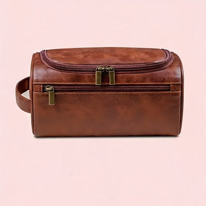 Large Capacity Men's Toiletry Bag, Portable High Quality PU Makeup Bag, Simple Travel Handbag for Business Trips