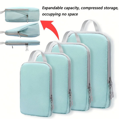 4pcs Set of Multi-functional Luggage Compression Packaging Boxes, Lightweight Travel Luggage Storage Bag Set with Shoe Bags, Expandable Luggage Storage Bag, Space-saving Must-have Accessories for Travel.