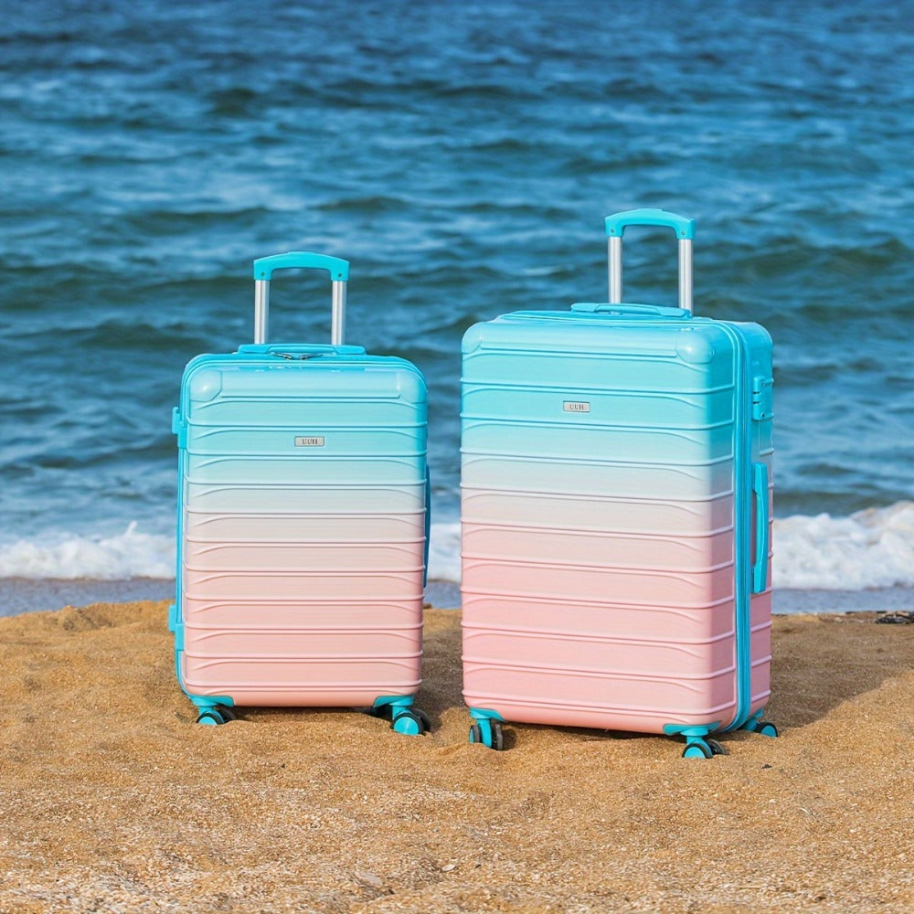 UUH - 4pcs Luggage Set - Sturdy ABS Material Luggage, Smooth Dual Wheels, TSA Certified Locks, 13/20/24/28 Inch Sizes, Gradient Colours, 13 Inch Carry-on Case Included, Ultra-lightweight Design - Perfect for Travelling