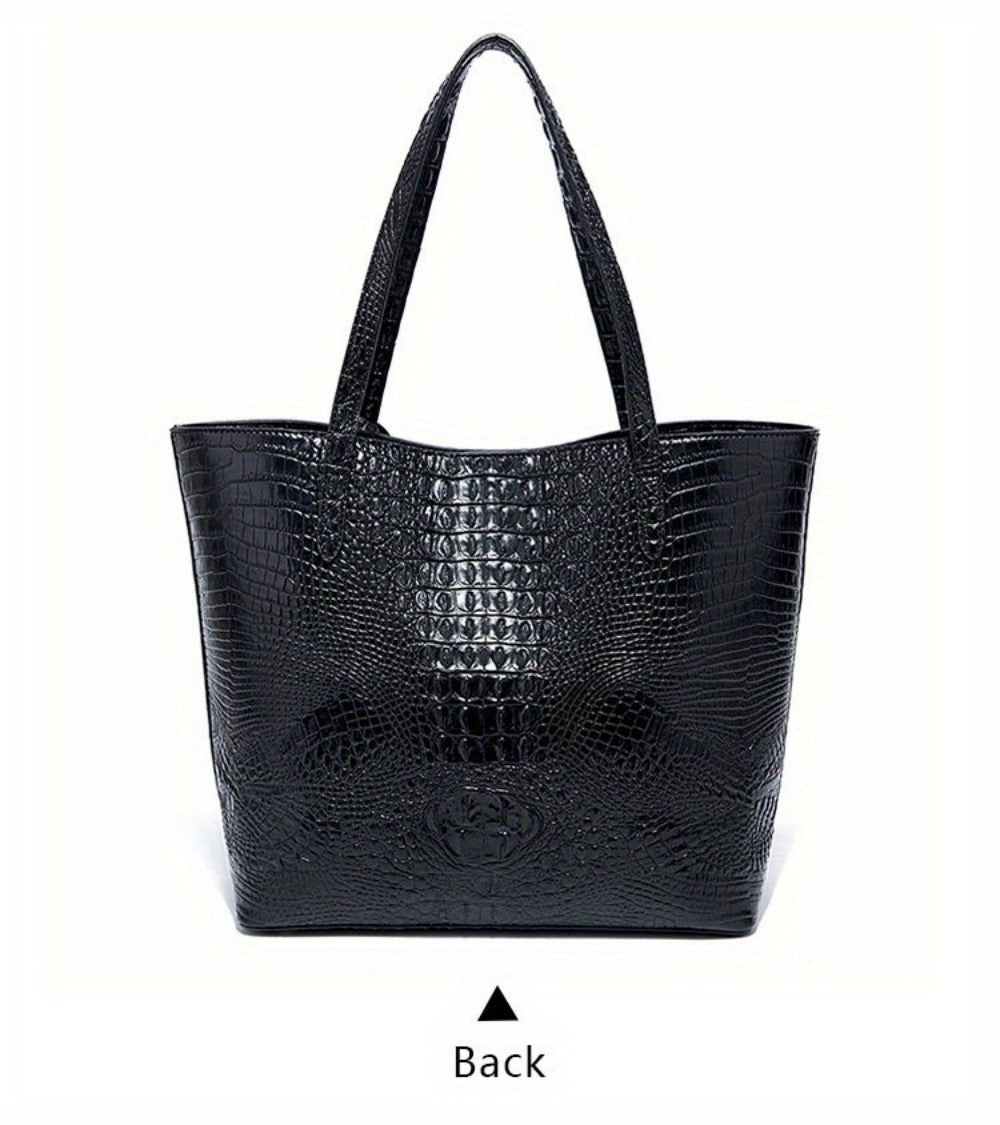 Tote Bag for Women – Large Capacity, Crocodile Pattern Two Piece Set | Bag Vero – detail view 29