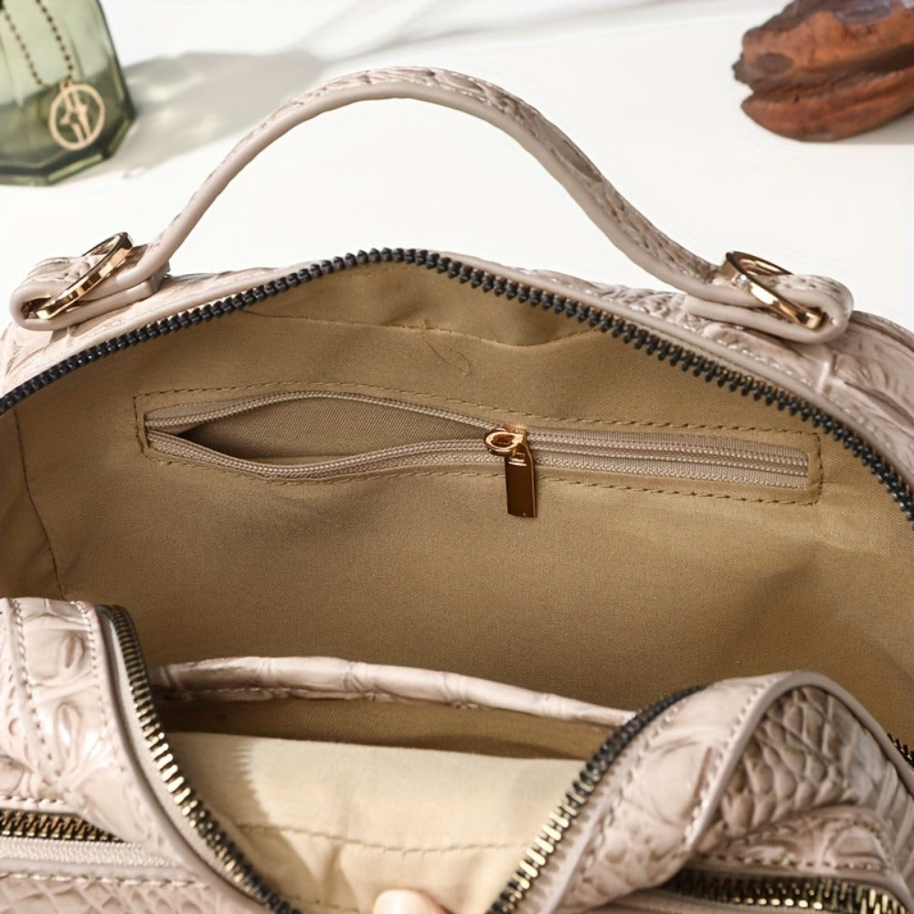 Crossbody Bag for Women – Vegan Leather, Crocodile Pattern Top Handle Satchel | Bag Vero – detail view 16